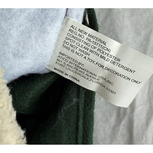 Christmas Stocking Hunter Green Fair Isle Sweater Style Deer Woodland Fuzzy - Picture 4 of 5